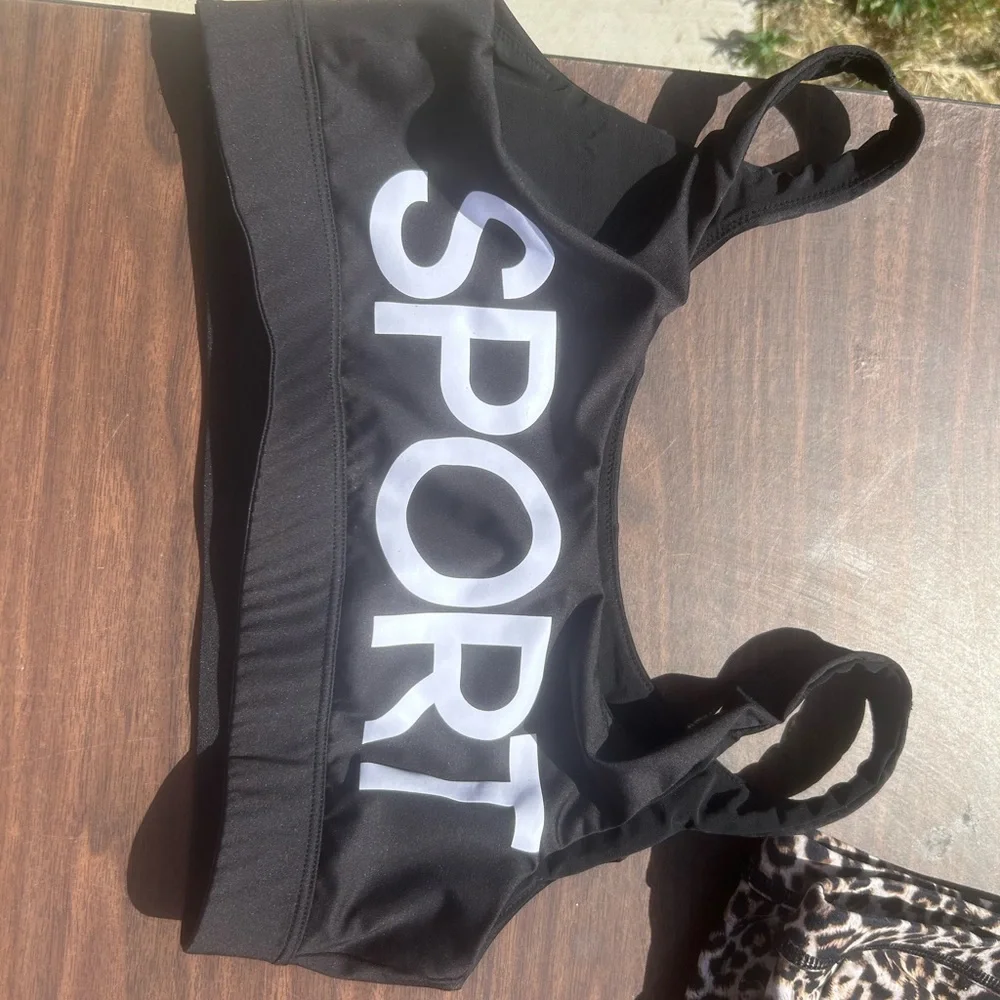 Victoria's Secret Black SPORTS Logo Bikini Top